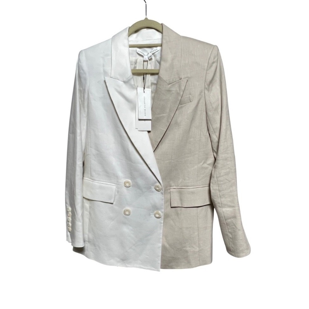 Veronica Beard Braeton Dickey Jacket White Limestone Linen Blazer 4